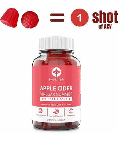 Nutriumph Apple Cider Vinegar Gummies with The Mother Vegan - 60 ACV Gummy Vitamins for Weight Loss, Detox, Immune Support, Skin, Hair, and Nails - Includes Vitamin B12 & Folate - Men & Women - Buy Online on GoSupps.com