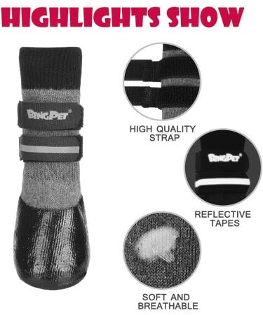 BINGPET Dog Socks - Non-Slip Strap Paw Protectors for Traction Control | Waterproof Indoor & Outdoor Use - Buy Online on GoSupps.com
