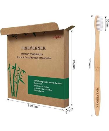 FINEVERNEK 12 Pack Bamboo Toothbrushes - Eco-Friendly Biodegradable BPA-Free & Vegan | Sustainable Wooden Toothbrush Set for Healthy Smiles - Buy Online on GoSupps.com