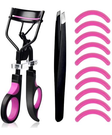 Eruinfang eyelash pliers lash curler without pain professional make -up tool for perfectly curved eyelashes eyebrow tweezers with 10 replacement silicone pads (purple) purple and black - Buy Online on GoSupps.com