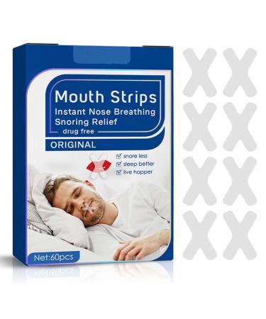 Mouth Tape for Sleeping 60Pcs Advanced Gentle Sleep Mouth Tape for Nasal Breathing Anti Snoring Mouth Strips Sleep Strips for Nose Breathing Improve Sleep Quality and Instant Snoring Relief