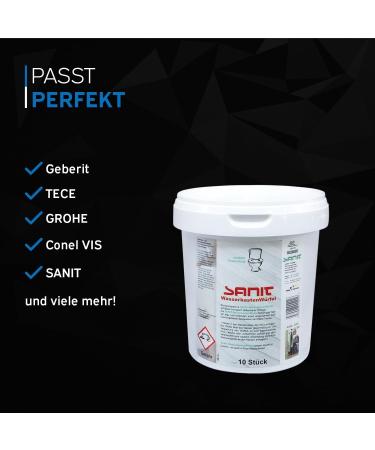 Sanit Water Tank Cubes - 10 Pieces for 40 Weeks Freshness | Microfiber Cloth Included | Made in Germany - Buy Online on GoSupps.com
