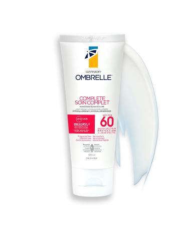 Garnier Ombrelle Complete Sunscreen Lotion SPF 60 For Body and Face Very High Broad Spectrum Advanced UVA/UVB Protection Non-Greasy Water Resistant Hypoallergenic Non-Comedogenic 200ml