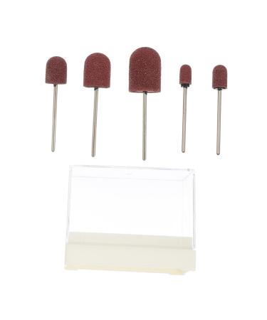 Kisangel 1 Set Nail Sand Ring Cap Electronic Accessories Pedicure Tools for Feet Pedicure Kit Polisher Sand Manicure Nails Nails Cuticle Tools Mounted Polishing Heads Display Box With Nails 8x6cm White