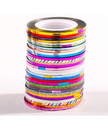 10 Rolls Glitter Nail Art Striping Tape Lines Width 2mm-Striping Tape for Nail Art-Nail Striping Tape Foil-Nail Striping Tape Thick-Nail Striping Tape with Dispenser-Self-Adhesive DIY Nail Art Tape - Buy Online on GoSupps.com