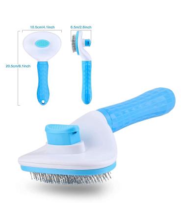 Self-Cleaning Cat Grooming Brush - Shedding & Mats Removal - Pet Slicker Brush for Dogs - Blue - Buy Online on GoSupps.com