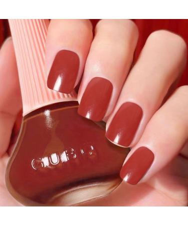 DouborQ Orange Brown Nail Polish Long-lasting Glossy Nail Art Varnish (44) Orange Brown-44