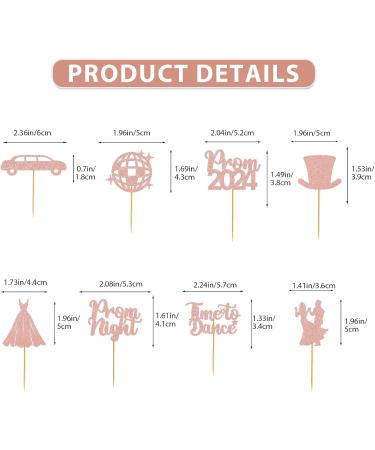 40Pcs Rose Gold Prom Cupcake Topper Prom Decorations for Party 2024 Prom Graduation Cupcake Topper 2024 Graduation Decorations Class of 2024 Prom Party Decorations 2024 - Buy Online on GoSupps.com