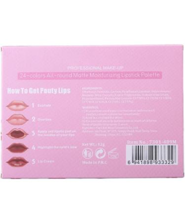 Lip Gloss Palette for Women Lip Color Palette Matte lip color Long Lasting Lip Gloss for Outdoor Travel 24 Color Portable Moisturizing Lipstick Sheet - Buy Online on GoSupps.com