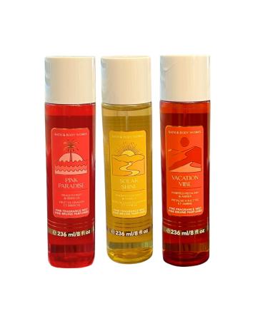 Bath & Body Works PINK PARADISE SOLAR SHINE VACATION VIBE Fine Fragrance Mist 3-piece Gift Set with a Red Bow for Holidays & Gifts 8 fl oz each - Summer Scents - Buy Online on GoSupps.com