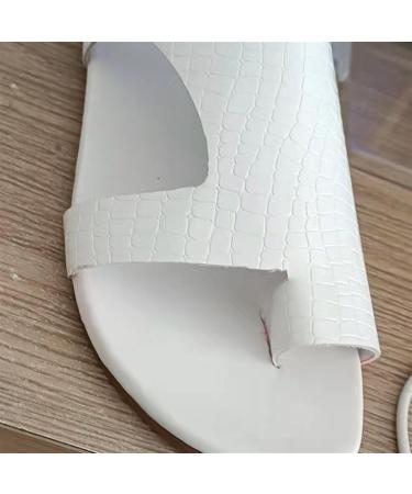 Women s Comfort Flat Sandals | Breathable Bunion Corrector Clip Toe Shoes | Animal Print Crocodile Pattern Beach Travel Sandals | Size 8 White - Buy Online on GoSupps.com