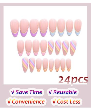 Sethexy Abstract Almond Shape False Nails - 24 Stylish Acrylic French Press-On Nails for Women & Girls - Perfect Swirl Design - Buy Online on GoSupps.com