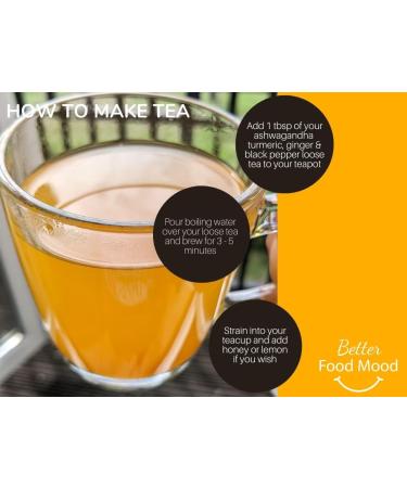 Turmeric Ashwagandha Ginger Black Pepper Loose Leaf Tea 100gm - Digestion & Stress Relief | Superfood | Antioxidant Rich - No Caffeine - Buy Online on GoSupps.com