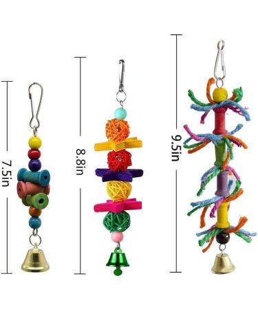 Bebester Bird Chewing Toys 8Pieces Bird Parrot Toys Bird Hanging Bell Toy Hanging Colorful Swing Chewing Toy Bells Ladder Swing for Small Parrots Macaws Parakeets Conures Cockatiels Love Birds - Buy Online on GoSupps.com