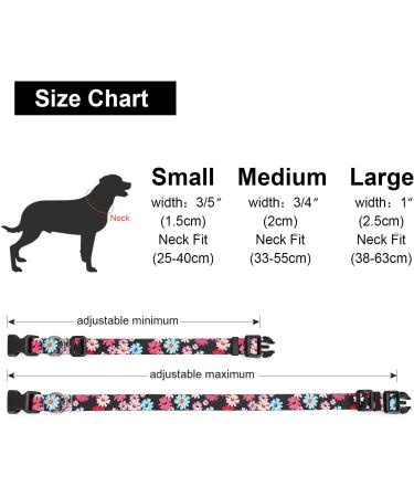 Suredoo Adjustable Dog Collar - Soft Nylon for Small & Medium Dogs | Floral Pink & Blue (M 33-55 cm) - Buy Online on GoSupps.com