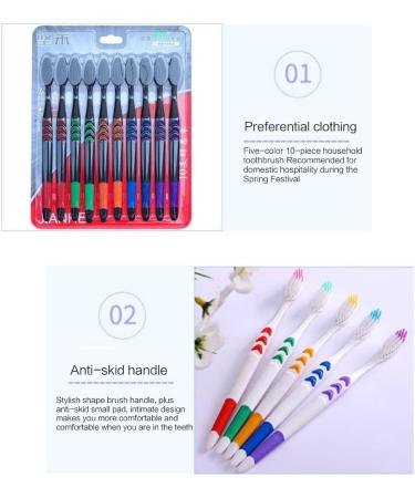 Eco-Friendly Bamboo Coal Toothbrush Set for Adults | 10 Pieces | Soft Bristles | Travel Size | Sustainable Low-Carbon Oral Care - Buy Online on GoSupps.com