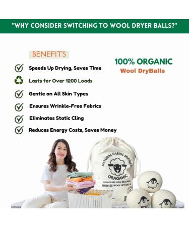 SHEBOSS 100% Organic Wool Dryer Balls - Eco-Friendly Handmade Fabric Softener | Sustainable Reusable Reduces Wrinkles & Speeds Up Drying (Set of 6 - Buy Online on GoSupps.com