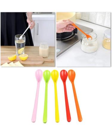 Set of 50 Hard Plastic Spoon Straws 9 Inch Detachable Straws Kitchen Utensil Stirring Spoon Coffee Spoon (Random Color) - Buy Online on GoSupps.com