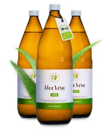 Mother Earth Products |100% bio aloe vera direct juice without additives |Pure inner gel of the aloe vera sheet for drinking1200mg/l Aloverosis |3 x 1000ml