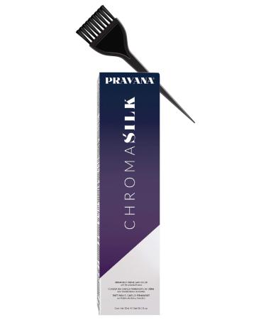 Pravana Chromasilk Permanent Creme Hair Color with Silk & Keratin Proteins, 3 oz / 90 ml (w/Sleek Brush) Chroma Silk Cream Haircolor Dye (7N / 7 Blonde)