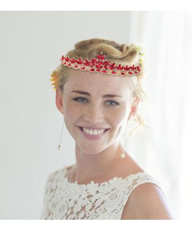 Minkissy Wedding Bridal Rhinestone Headpiece | Crystal Crown Headband Decoration for Bride (White/Red) - Shop Now! - Buy Online on GoSupps.com