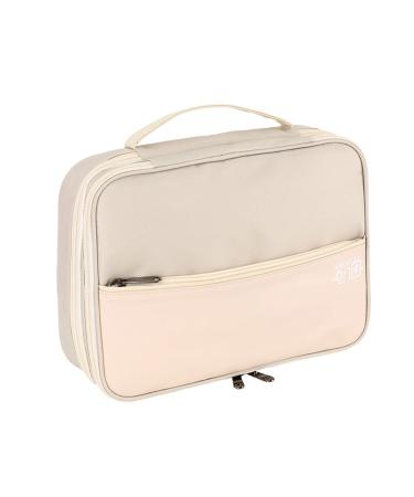 Cable Organizer Bag Multi-Layer Storing Zipper Closure Wear-Resistant Data Cable Storage Bag for Home Beige L
