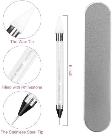 OOTDAY Rhinestone Picker Dotting Pen Dual End Nail Rhinestone Picker Tool with 2 Extra Wax Tips Dotting Pen for Stones Crystals Gemstones White - Buy Online on GoSupps.com