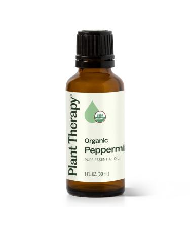 Plant Therapy Organic Peppermint Essential Oil 100% Pure USDA Certified Organic Undiluted Natural Aromatherapy for Diffusion Skin Hair Therapeutic Grade 30 mL (1 oz) 1 Fl Oz (Pack of 1)