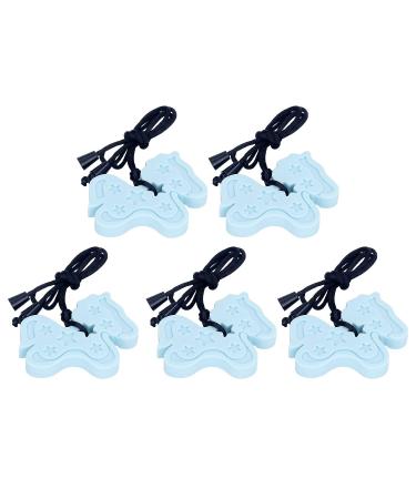 Sensory Chew Necklace for Kids - 5pcs Silicone Teether Set for Boys and Girls | Teething Toys for Gum Massage and Oral Sensory Relief - Chewy Necklaces Biting Aid (Light Blue) - Buy Online on GoSupps.com