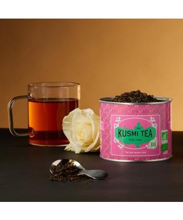 Kusmi Tea - Vert Rose Bio - Th Vert Biologique aux Ar mes Naturels de Rose - Th Vert Aromatis - Bo te en M tal 100g - Quantit pour environ 50 Tasses - Buy Online on GoSupps.com