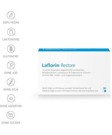 Laflorin Restore - Probiotic Intestinal Renovation with 14 Cultures | 30 Pieces - Lab-Tested Gut Health Solution - Buy Online on GoSupps.com