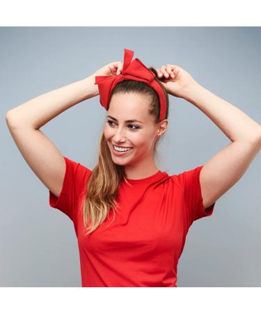WantGor Bow Headbands for Women - 2 Big Bowknot Hair Hoops - Knotted Wide Turban Headbands - Black Red Hair Accessories - Buy Online on GoSupps.com