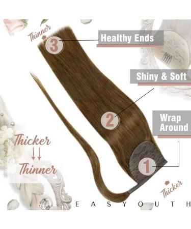 Easyouth Remy Clip in Ponytail Hair Extensions - Medium Brown 14 Inch 70g - Buy Online on GoSupps.com
