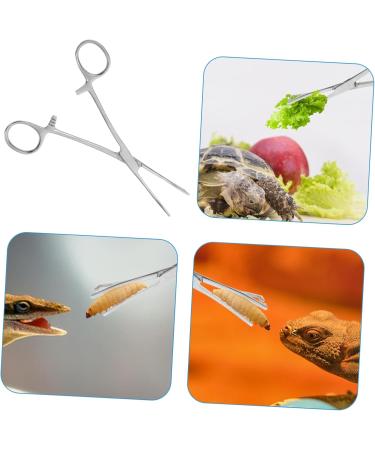 VILLFUL Reptile Feeding Clip Snake Tongs Bearded Dragon Feeding Tongs Silver Stainless Steel - Buy Online on GoSupps.com