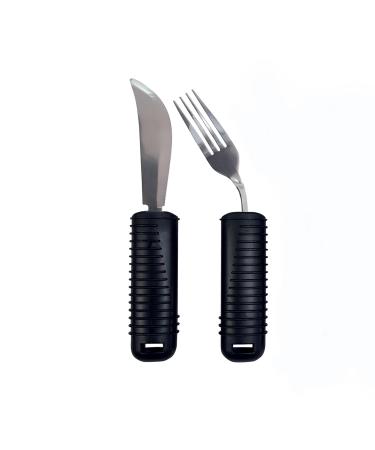 GIMA 4-Part Cutlery Set with Gripping Aid | Ideal for Seniors & Disabled | Non-Slip Handle Fork Knife Spoon & Teaspoon - International Shipping Available - Buy Online on GoSupps.com
