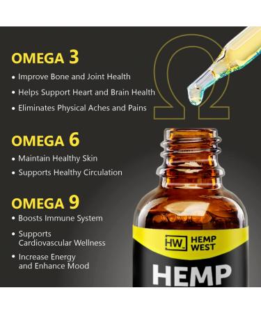 Organic Hemp Oil 9,000,000mg - Natural Drops with Vitamins B, C, E, Omega 3, 6, 9 - Buy Online on GoSupps.com