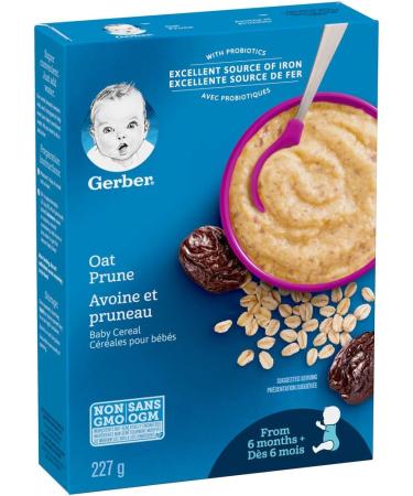 GERBER CEREAL Stage 2 - Oat and Prune Baby Food Cereal 6+ months 227 g 6 Pack - PACKAGING MAY VARY - Buy Online on GoSupps.com