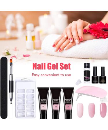 Bsttai Poly Gel Nail Set - 3 Colors Nail Art Kit with UV Light | 15ml Extension Gel Tool Set for Home Manicure - Buy Online on GoSupps.com