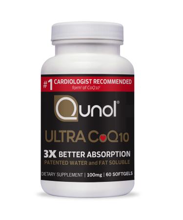 Qunol Ultra CoQ10 100mg 3X Better Absorption Patented Water and Fat Soluble Natural Supplement Form of Coenzyme Q10 Antioxidant for Heart Health 60 Count Softgels