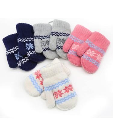 0-2Y Kids Thicken Soft Thermal Winter Gloves with Snowflake Design - Grey - Buy Online on GoSupps.com