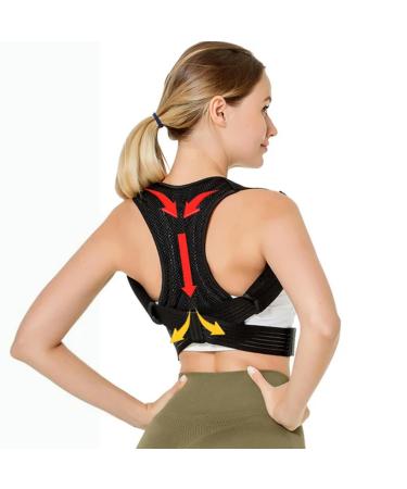 Adjustable Back Posture Corrector Brace Support Belt Back Band Invisible Spine Lumbar Shoulder Posture Correction For Women Men black XS