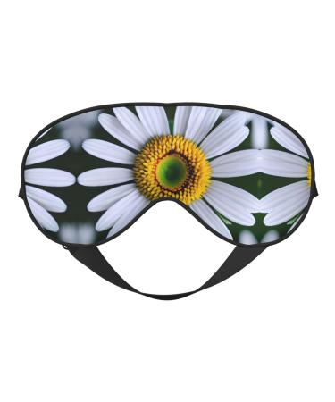 SSIMOO Daisy Flower Print Double-Sided Eye Mask Soft and Light Blocking for Enhancing Sleep Quality Black