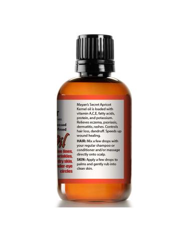 Organic Apricot Kernel Oil - 4oz Cold Pressed, Unrefined, Amber Glass Bottle with Eyedropper for Skin - Mayan's Secret - Buy Online on GoSupps.com