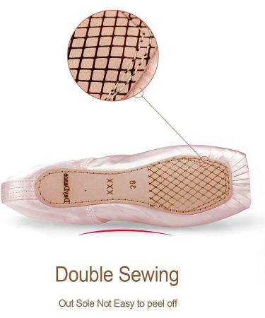 Daydance Pink Ballet Pointe Shoes for Girls & Women with Toe Pads - Size 1 Big Kid - Buy Online on GoSupps.com