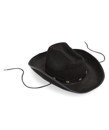 Black Cowboy Hat for Men with Silver Star Studs (One Size)