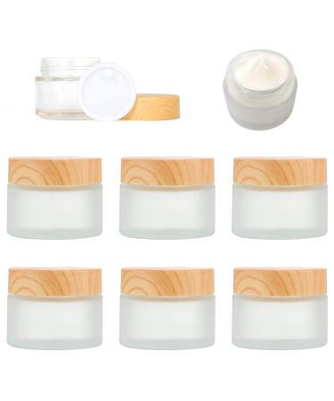 Vueinrg 6 pieces CREMEDOSE for filling ointrar glass Tail 15ml cosmetics glass intention oholesic doses of creams Matt clear glass container with lid wood grain for ointment lotion