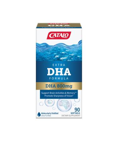 CATALO Extra DHA Formula 800mg DHA per Serving Ocean Fish Oil Softgels with Natural Lemon Flavor Advanced Molecular Distillation Easy-to-Swallow No Artificial Colors & Preservatives 90 Softgels