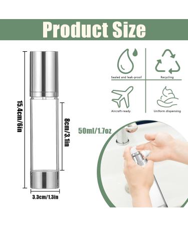 6Pcs 1.7oz/50ml Refillable Airless Pump Bottles - Cosmetic Containers for Travel - Silver - Buy Online on GoSupps.com