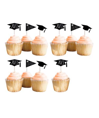 GYORI Graduation Hat Cupcake Toppers - Set of 10 Decorative Cake Toppers with Toothpicks for Birthday and Graduation Parties 10 Pcs