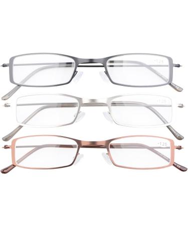 Eyekepper 3pcs Stainless Steel Half Eye Reading Glasses +2.5 | Stylish & Comfortable Readers for All Ages - Buy Online on GoSupps.com